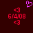 Pixelated red text and symbols on dark background with pink heart icon above.