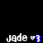 Pixelated text 'jade' with a heart symbol and number 3 on blue backgrounds, showing animation changes in the heart's appearance.