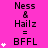 A static image with a bright pink background displays repeated text and heart symbols in a pattern