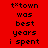 Red background with black pixelated text repeating 't*town was best years i spent' in two vertical