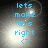 Pixelated text reads 'lets make this right <3' over a dark background with light gradients and faint circular patterns.