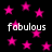 Black background with scattered pink stars and repeated white text reading 'fabulous' in multiple positions.