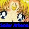 Sailor Athena anime character eyes with changing hair and forehead gem colors, each labeled with 'Sailor Athena' text in matching hues