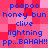 Static pixel art displays blue text on a pink and red checkered background with repeated phrases.