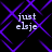 Purple geometric pattern with repeated text 'just elsje' in white pixelated font on black background