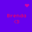 Purple background with four red 'Brenda' text blocks, each below a '<3' symbol; animated pink heart and starburst icons appear at top corners.