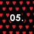 Red heart pattern background with white text and symbols, including date strings and a smiley face.