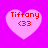 Four identical pink heart-shaped icons with red text "Tiffany <33" on a bright pink background, arranged in a