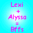 Pixelated text on a bright cyan background reads "Lexi + Alyssa = Bffs" in two identical vertical with pink lettering