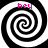 Four identical black-and-white spiral patterns arranged in a , each with pink text reading "hey" at the top-left corner