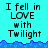 Pixelated text reads "I fell in LOVE with Twilight" on cyan background with blue wave border, repeated across multiple