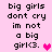 Pixelated text on pink background with heart symbols, displaying 'big girls dont cry im not a big girl<3.' in black font with varying heart colors.