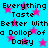 Pixelated text repeats across a bright blue background with pink star shapes, forming a wordwall of 'Everything Taste Better With a Dollop of Daisy' phrases.