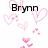 Pixelated pink heart outlines float against a white background with black text reading 'Brynn', 'loves', and 'Joey<3'.