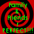 Four identical display a red and black spiral background with green text reading "Family & Friends PERFECT!!!" in pixelated font