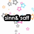 Pixelated icon with black text 'gimme a doll' on white background, surrounded by small pink, blue, and gray flower-like shapes.