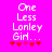 Pixelated text "One Less Lonley Girl..." on bright pink background with red star symbols below, two identical frames side-by-side.