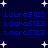 Dark blue background with white star shapes scattered across, displaying repeated text 'Laura5123' in bright blue pixelated font.