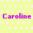 A static image with a light green background patterned by white stars, featuring repeated purple text "Caroline" in three