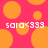 Pixelated orange circles on a pink background with repeated white text 'sara<333' in a retro digital style.
