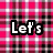 A static image with a pink, black, and white plaid background displaying pixelated text reading "Let's Play A Love Game" in bold white letters with black outlines.