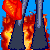 A 4-frame pixel art contact sheet showing a character in various poses surrounded by flames, with text reading "Hot as Fire" on the right frame.