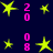 Yellow star icons and pink numerals on dark blue background with varying star sizes and numeral sequences.