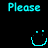 Animated contact sheet of a buddy icon featuring alternating text and smiley face animations on black background with cyan accents.
