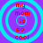 Four identical circular cyan rings on purple background with red text 'my mom is so cool'