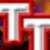 A red and white stylized 'T' icon with a 3D effect, featuring a red outline and white fill, set against a blurred background with purple and orange tones.