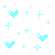 Pixelated cyan heart and star shapes scattered across a white background with no visible animation changes.