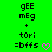 Green background with pixelated text and pink symbols; three of identical text with animated pink symbols changing between heart and checkmark shapes