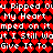 Pixelated text repeats over a red heart pattern background with visible animation changes in letter spacing and alignment.
