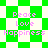 Pixelated green and white checkered background with pink text reading Peace Love Happiness in four identical sections.