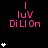 Pixelated pink text 'luV Di LI On' with white stars on black background, gray rectangle in bottom-right corner.