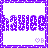 Pixelated purple text 'haylee' on white background with small heart and B symbol, bordered by purple dotted frame.