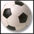 A soccer ball with black and white rotates in a of , while orange text appears sequentially across the bottom