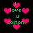 Pixelated green text 'i love u colton' surrounded by pink hearts on a black background, with some heart shapes blurred.