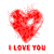 Red heart-shaped pixel art with 'I LOVE YOU' text below, showing animation variations in heart shape and surrounding splatter effects.