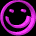 A 3x2 contact sheet of six animated frames showing a purple smiley face icon rotating through different angles against a black background.