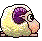 Four pixelated cartoon sheep views: side profile, front with glasses and purple curls, crouched side view, and back with curled wool.