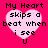 Four identical pixelated heart-shaped icons with text 'My Heart skips a beat when i see U' on a bright pink background.