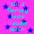 Cyan text on bright pink background with blue stars, displaying names and 'BFFLS!' in two vertical