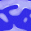 Animated blue and white abstract pattern with flowing, irregular shapes shifting across the frame.