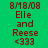 Green background with red text displaying '8/8/08', 'Elle and Reese', '<333' in three , alternating blue horizontal bars across the top and bottom sections