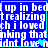 Blue background with white pixelated text reading 'up in bed trealizing ch i loved hinking that idnt love' arranged in a pattern, featuring small cyan heart shapes