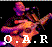 Pixelated static icon of a stylized figure with vibrant colors and visible text "OAR" at the bottom right, set against black background.