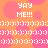 Pixelated orange background with pink circular shapes, white text 'YAY ME!!!' and repeating smiley face sequences.