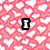 Pixelated pink background with white heart pattern, black-outlined text "I Love JZ" in bold font.