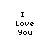 Pixelated text "I Love You" displayed in two identical side-by-side arrangements on a white background.
